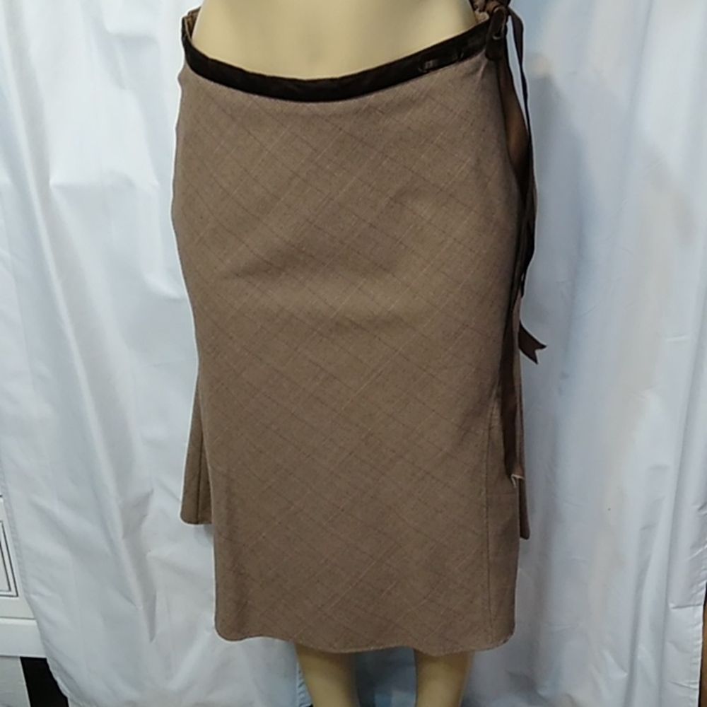 Tessuti glen plaid bias skirt with velvet ribbon tie- size 10